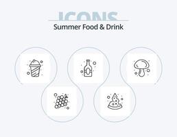 Sommer Essen und Trinken Linie Icon Pack 5 Icon Design. Saft. Getränk. Chips. Gemüse. Früchte vektor