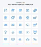 kreativ data förvaltning och data organisation 25 blå ikon packa sådan som checklista. systemet. mapp. data. kuggstång vektor