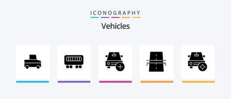 Fahrzeuge Glyphe 5 Icon Pack einschließlich wichtig. Autobahn. mehr. Netz. Konstruktion. kreatives Symboldesign vektor