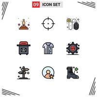 uppsättning av 9 modern ui ikoner symboler tecken för tshirt sport betala skjorta posta redigerbar vektor design element