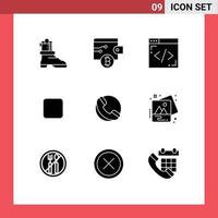 9 användare gränssnitt fast glyf packa av modern tecken och symboler av bild bild rader affär e-handel redigerbar vektor design element