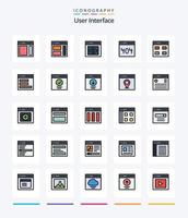 kreative Benutzeroberfläche 25 Zeilen gefülltes Icon Pack wie Interface. Kommunikation. Benutzer. . Seite vektor