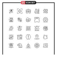 Stock Vector Icon Pack mit 25 Zeilen Zeichen und Symbolen für Krankheitserziehung Aktenkoffer Laborröhre editierbare Vektordesign-Elemente