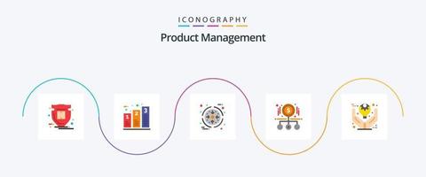 produkt förvaltning platt 5 ikon packa Inklusive produkt. pengar. faser. förstoring. produkt vektor