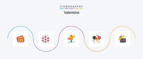 Valentine Flat 5 Icon Pack inklusive Herz. Richtung. Herz. Liebe. Valentinsgrüße vektor