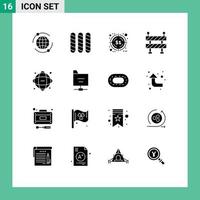 uppsättning av 16 modern ui ikoner symboler tecken för filer nätverk befordran information data redigerbar vektor design element