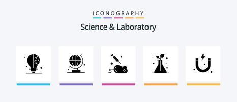 vetenskap glyf 5 ikon packa Inklusive . vetenskap. mus. magnet. träd. kreativ ikoner design vektor
