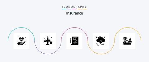 Insurance Glyph 5 Icon Pack inklusive Schutz. Schiff. Versicherung. Gewitter. Versicherung vektor