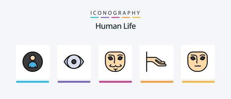 mit menschlicher Linie gefülltes 5-Icon-Paket, einschließlich . Karosserie. Gesicht. Gesicht. verärgert. kreatives Symboldesign vektor