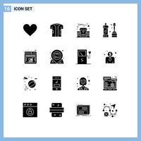 Stock Vector Icon Pack mit 16 Zeilenzeichen und Symbolen für Online-Geräte, elektronische Reiniger, Schule, editierbare Vektordesign-Elemente