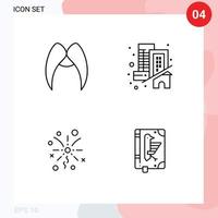 piktogram uppsättning av 4 enkel fylld linje platt färger av mustasch fyrverkeri manlig egendom firande redigerbar vektor design element