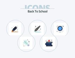 zurück zu Schule flaches Icon Pack 5 Icon Design. Schulmaterial. Globus. Entferner. Erdkunde. Bildung vektor