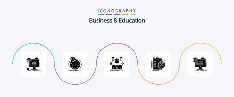 Geschäfts- und Bildungs-Glyphe 5-Symbolpaket einschließlich Analytik. Tore. Stift. Verkäufer. Benutzerbild vektor