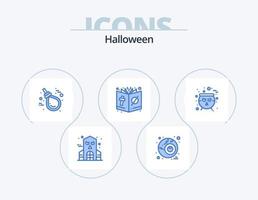 Halloween-Blau-Icon-Pack 5-Icon-Design. Kessel. Religion. Halloween. Halloween. Buchen vektor