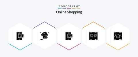 Online-Shopping 25 Glyphen-Icon-Pack inklusive Werbung. Internet. Laden. Smartphone. online vektor