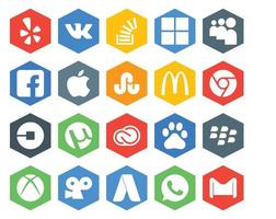 20 Social-Media-Icon-Packs, einschließlich kreativem Cloud-Treiber für Facebook-Auto-Chrome vektor