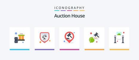 auktion platt 5 ikon packa Inklusive Galleri. kommunikation. hammare. domstol hammare. chatt. kreativ ikoner design vektor