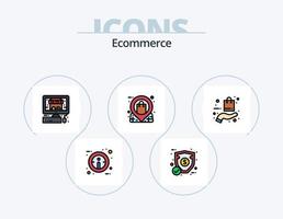 e-handel linje fylld ikon packa 5 ikon design. affär. köpa. mynt. betalning. kort vektor