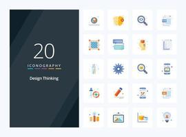 20 design tänkande platt Färg ikon för presentation vektor