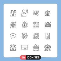 16 kreative Symbole, moderne Zeichen und Symbole für Bildung, Gewinn, Spielzeug, Verlust, Gleichgewicht, editierbare Vektordesign-Elemente vektor