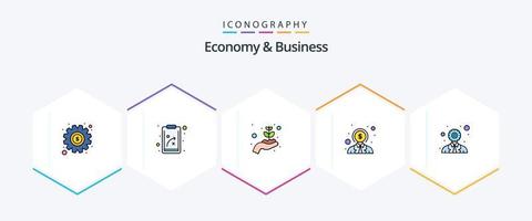 Economy und Business 25 gefülltes Icon Pack inklusive Entwicklung. Benutzer. Wachstum. Geld. Unternehmen vektor