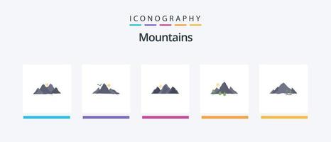 Berge flach 5 Icon Pack inklusive Hügel. Berg. Natur. Sonne. Natur. kreatives Symboldesign vektor