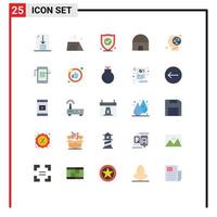 25 flache Farbpakete für die Benutzeroberfläche mit modernen Zeichen und Symbolen des Schutzes menschlicher Entscheidungen, islamisches Gebäude, editierbare Vektordesign-Elemente vektor
