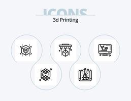 3D-Druckzeilen-Icon-Pack 5-Icon-Design. . . Modellieren. Drucken. d
