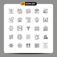 Line Pack mit 25 universellen Symbolen von st Gold Cash Coin Geld editierbare Vektordesign-Elemente vektor