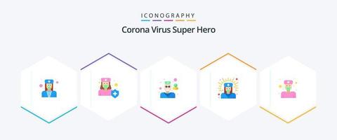 Corona-Virus-Superheld 25 Flat Icon Pack inklusive Medizin. Apotheke. Schutz. Apotheker. Gesundheit vektor