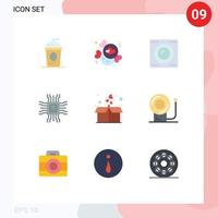 gruppe von 9 modernen flachen farben, die für das box-lernen von valentin cpu-technologie editierbare vektordesignelemente eingestellt werden vektor