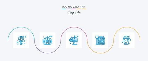 stad liv blå 5 ikon packa Inklusive varit. liv. miljö. stad. liv vektor