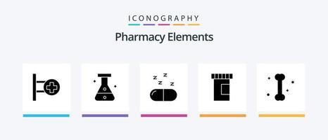 Apotheke Elemente Glyphe 5 Icon Pack inklusive . Medizin . Labor. medizinisch . Tabletten. kreatives Symboldesign vektor