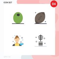användare gränssnitt packa av 4 grundläggande platt ikoner av fyllning avatar vegetabiliska fotboll kvinna redigerbar vektor design element