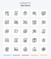 kreativ data vetenskap 25 översikt ikon packa sådan som Sök. Graf. smartphone. analys. filtrera vektor