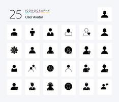 Benutzer 25 solides Glyphen-Icon-Paket einschließlich Profil. Ausrüstung. Liebe. Benutzer. vektor