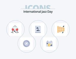 International Jazz Day Flat Icon Pack 5 Icon Design. . Ausrüstung. Glas. Benutzerdefiniert. Musik vektor