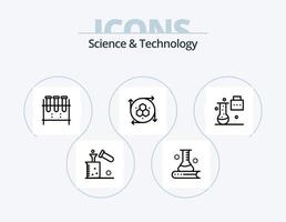 Wissenschaft und Technologie Linie Icon Pack 5 Icon Design. Dateispeicher. Cloud-Berichte. Reagenzglas. Arbeitsplan. Teamleistung vektor