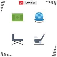 Flaches Icon-Paket mit 4 universellen Symbolen der Feldinnenwelt der Erde sitzen editierbare Vektordesign-Elemente vektor