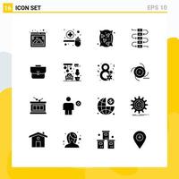 uppsättning av 16 modern ui ikoner symboler tecken för fall virtuos skopa notera vete redigerbar vektor design element