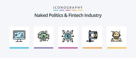 Naked Politics und Fintech Industry Line füllten 5 Icon Pack inklusive Debit. Karte. dezentral. direkte Zahlung. Peer-To-Peer. kreatives Symboldesign vektor