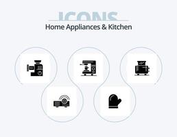 Haushaltsgeräte und Küchen-Glyphen-Icon-Pack 5 Icon-Design. Heimat. Handbuch. Handschuhe. Küche. Küche vektor