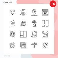 16 kreativ ikoner modern tecken och symboler av drake flyga gps webbplats fel redigerbar vektor design element