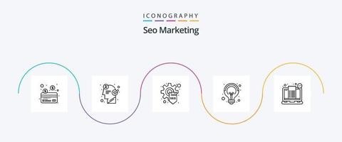 SEO Marketing Line 5 Icon Pack inklusive Checkout. seo. Entwicklung. Idee. Kampagnen vektor