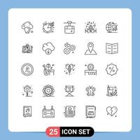 satz von 25 modernen ui-symbolen symbole zeichen für tisch restaurant management abendessen ski editierbare vektordesignelemente vektor