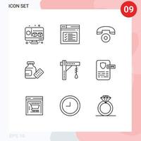 satz von 9 modernen ui symbolen symbole zeichen für halloween birne telefon helligkeit medizin editierbare vektordesignelemente vektor