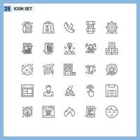Aktienvektor-Icon-Pack mit 25 Zeilenzeichen und Symbolen für ui-Ausrüstung rufen grundlegende Konstruktionselemente auf vektor