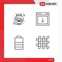 piktogram uppsättning av 4 enkel fylld linje platt färger av pott elektrisk app element höst redigerbar vektor design element