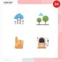 Gruppe von 4 modernen flachen Symbolen, die für den Karriereweg gesetzt werden Hand Erfolg immergrüner Baum amerikanische editierbare Vektordesign-Elemente vektor