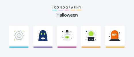 Halloween Flat 5 Icon Pack inklusive Rip. Magie. Blut. Halloween. Kristallkugel. kreatives Symboldesign vektor